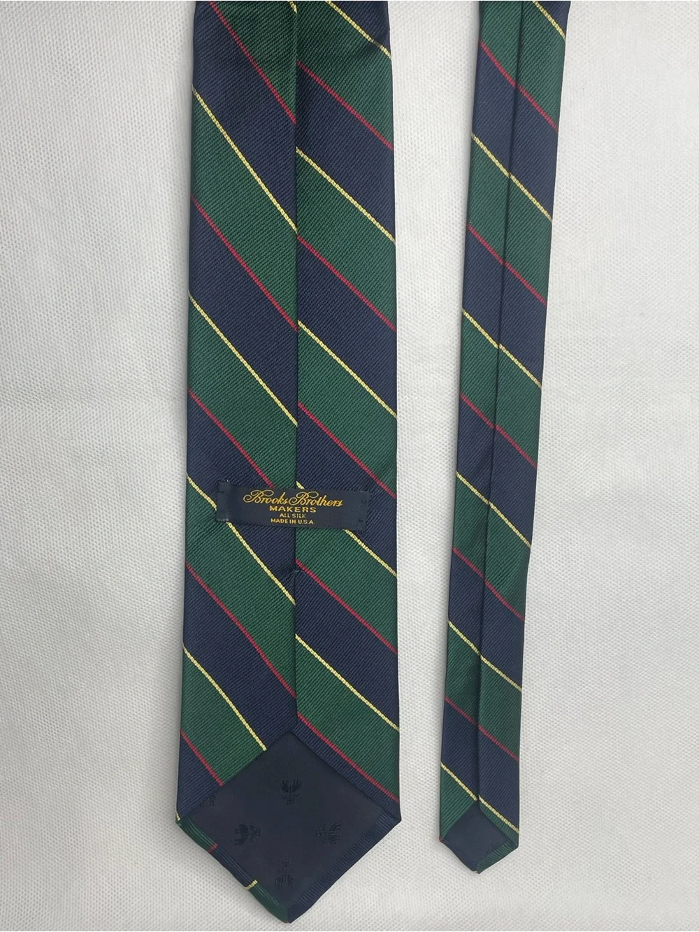 Brooks Brothers Makers Repp Silk Tie Blue Green Preppy Striped Texture Necktie